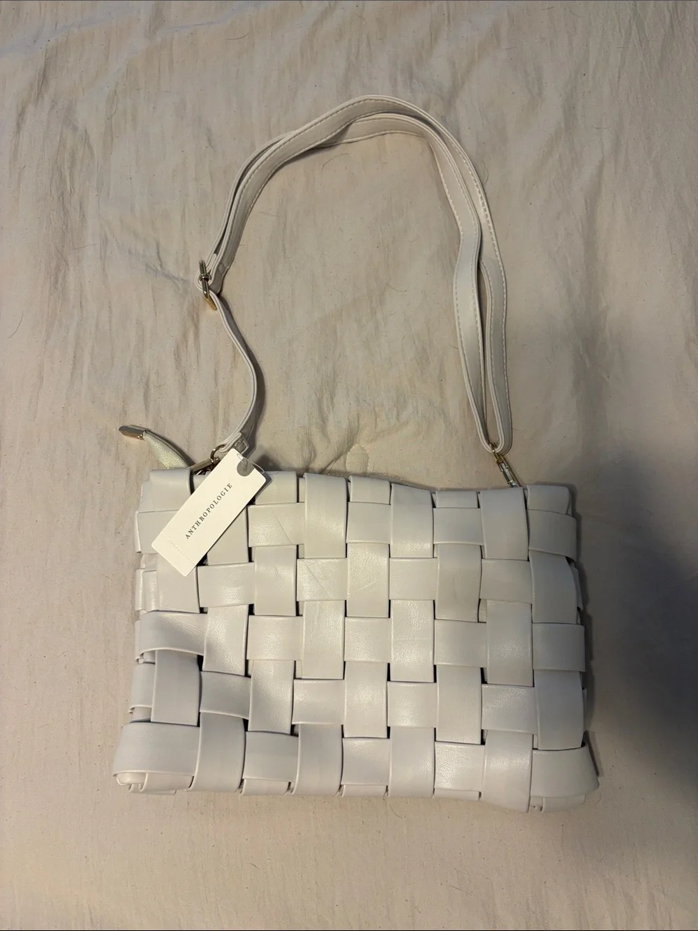 Anthropologie White Woven Shoulder Bag